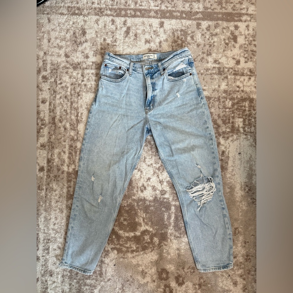 Abercrombie & Fitch Light Blue Distressed Mom Jeans
